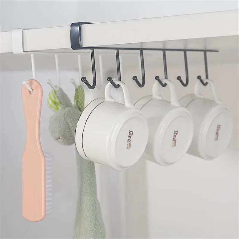 Nordic Storage Rack Organizer Home Kitchen Wardrobe Cabinet Six Hook Multifunctional Hook Clothes Hook Kitchen Storage Shelf