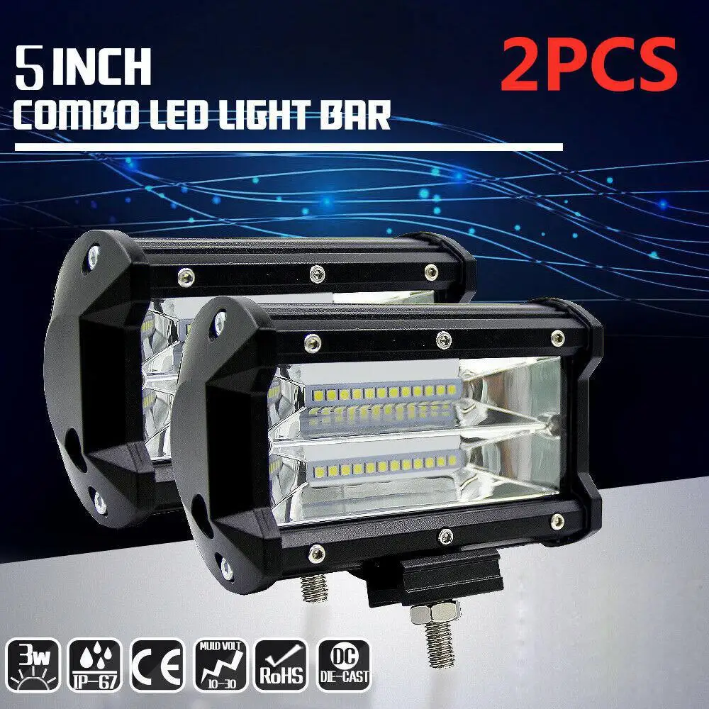 

2 Pcs 5 Inch 144W LED Work Light Spotlight with 24pcs CREE LED Off-road Driving Fog Lamp for Truck Boat Car Lighting Supplies