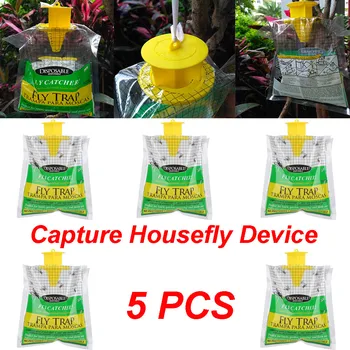 

30# 5PCS Disposable Fly Trap Catcher Fly Catcher Insect Trap Hanging Style Pest Control Garden supplies