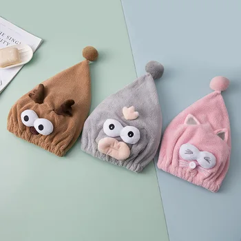 

Shower Hair Drying Wrap Womens Girls Lady's Towel Quick Dry Hair Hat Cap Turban Head Wrap Bathing Tools Cartoon Cute Thicken