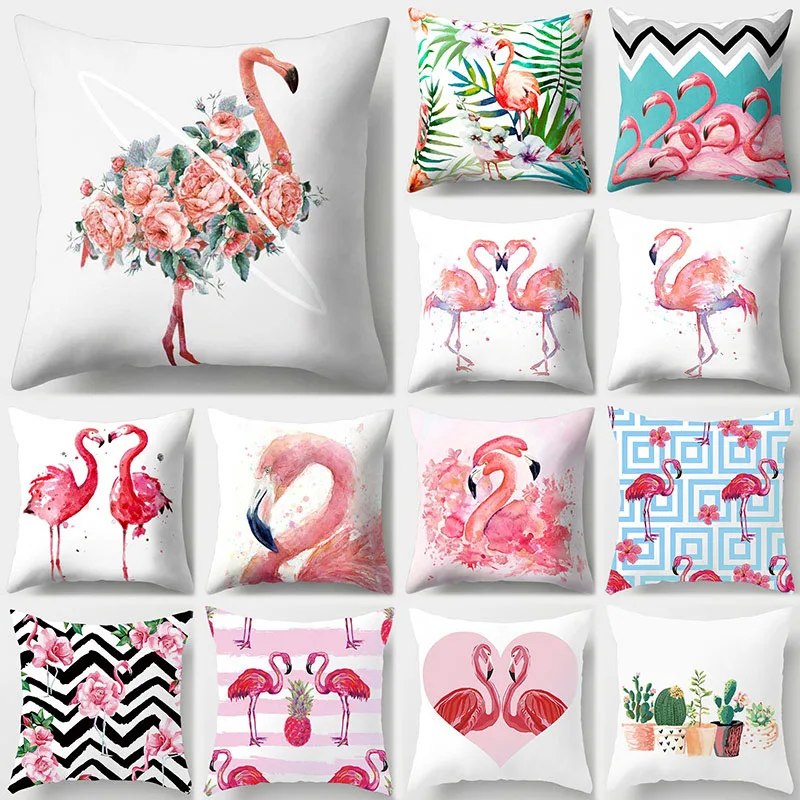 

Nordic Flamingo Tropical Leaf Cushion Cover Flower Polyester Throw Pillow Home Decoration Sofa Decorative Pillowcase 40516