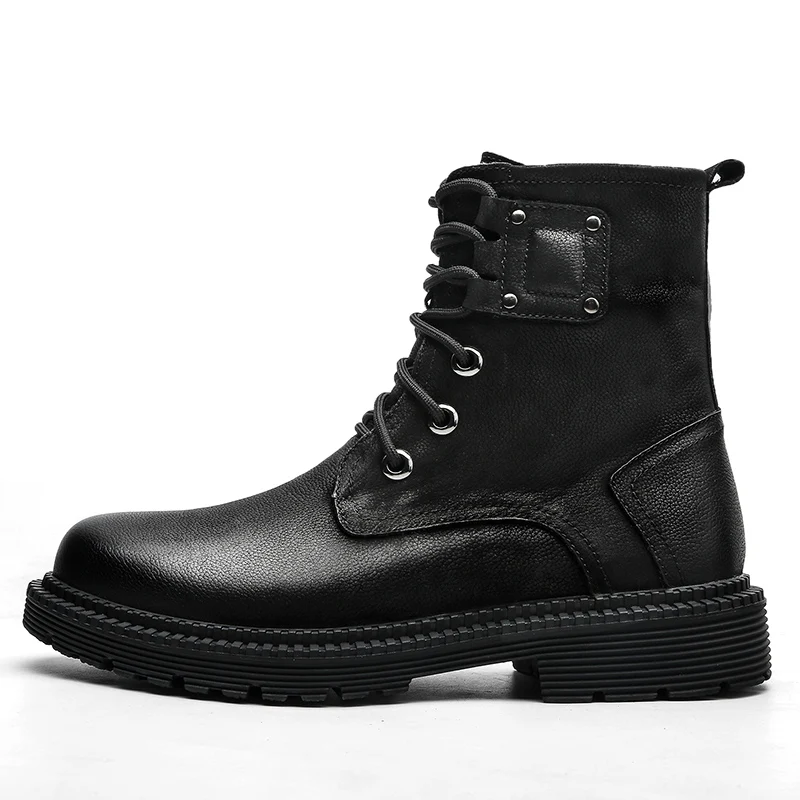 VESONAL Brand Quality Leather Chelsea Boots Winter New Warm Short Plush Shoes For Male Adult Man Casual Boots High Top Shoes