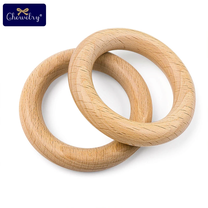 Bpa Free Beech Wooden Ring Baby Teether Teething Ring Round DIY Pacifier Chain Bracelet Accessorie Toys 5Pcs 40/54/70/80mm teething toys,baby teething toys