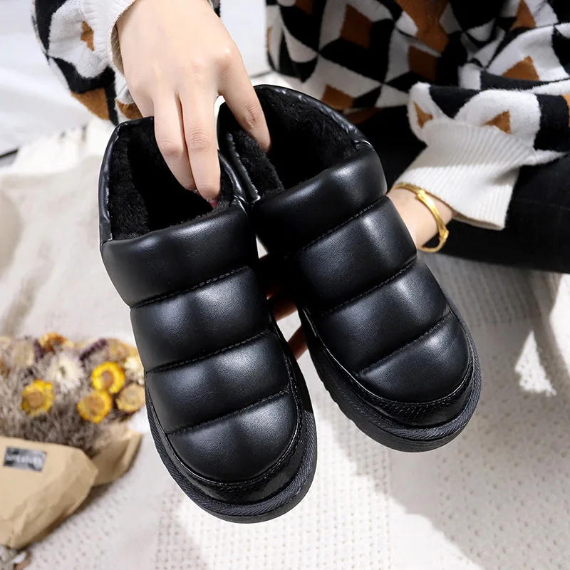 Женские зимние ботинки; Зимние ботильоны на меху; женские теплые плюшевые замшевые ботинки на плоской резиновой подошве с бантом; модная женская обувь на платформе