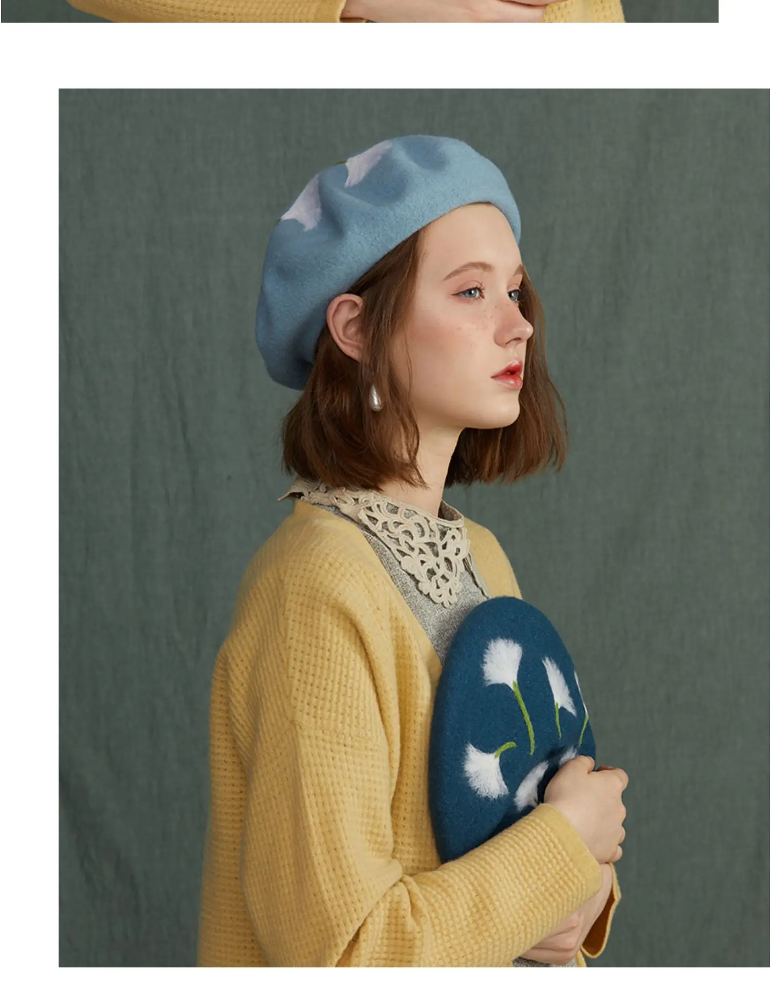 Baize beret Летающий Одуванчик Отдел Цю Донг женский живописец Кепка