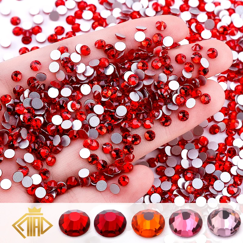 Red Siam SS4-SS30 Non Hot Fix Rhinestone Flat Back Glitter Crystal Strass Glue On Stone Rhinestones Nail Art Decorations Garment nail art rhinestones,non hot fix rhinestones,rhinestone accessories,nail art accessories,non hotfix rhinestones