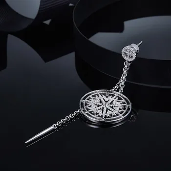 

925 Sterling silver Romantic crystal star Dangle Earrings Fashion Hollow geometric pattern earring 1PC Full rhinestone jewelry