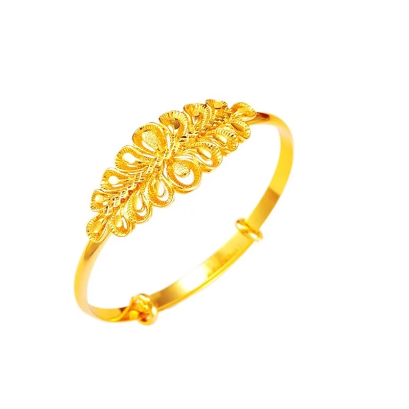 gold OMHXFC ES206 Европейская мода Горячая прекрасная женщина девушка Вечеринка день рождения свадебный подарок винтажный цветок 24KT золотистый браслет - Цвет камня: gold