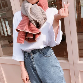 

Korean new fashion long scarf shawl female autumn and winter color mixed wild warm scarf
