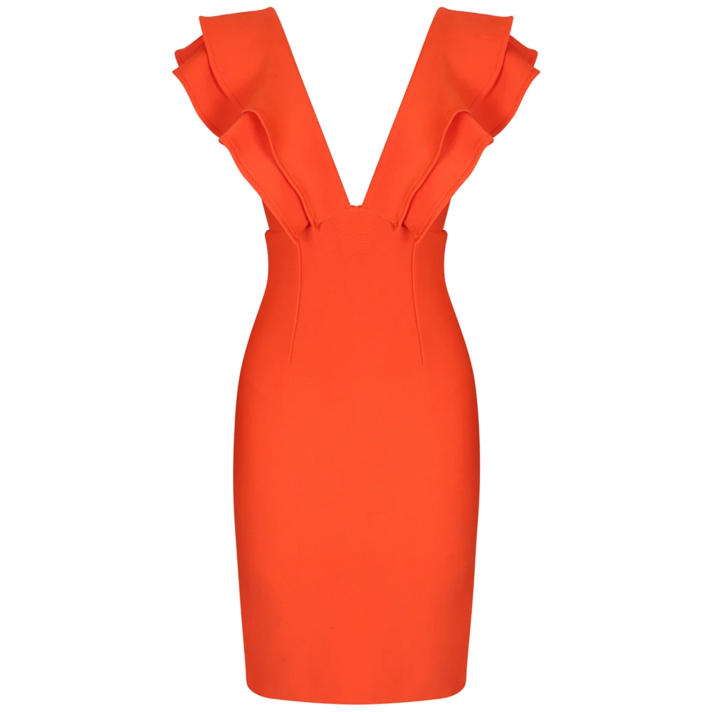 Summer Ruffles Sleeve Party Dress Bodycon Evening Club Outfits JKP4689