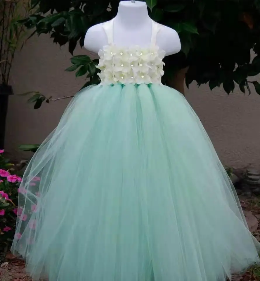 Mint Green Mix Turquoise 3 Color Flower Girl Dress For Baby Girl Wedding Birthday Party Tutu Summer Tutu Dress