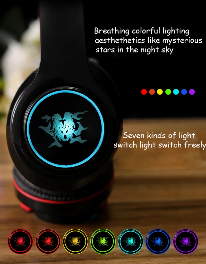 Беспроводной телефон bluetooth 4,1 HIFI семицветный светодиодный наушник на ухо водонепроницаемый с микрофоном наушники auricolari headse