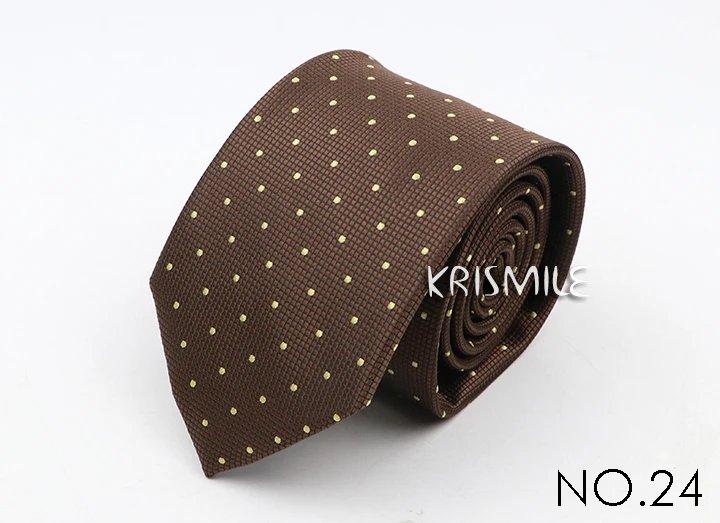 Neue klassische gestreifte Punkt-Krawatten für Männer, Jacquard, 7 cm, Polyester, schmale Krawatte, dünne Hochzeit, Bräutigam, Business-Krawatte, Anzug, Hemd, Geschenk – Detail 27