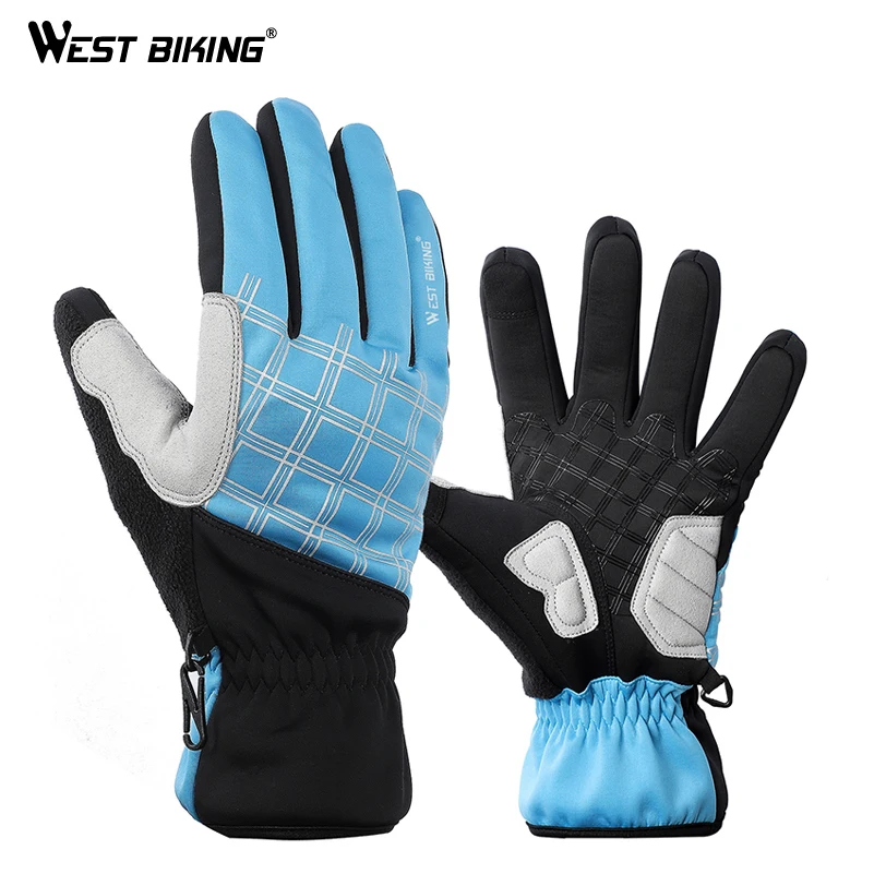 

WEST BIKING Winter Cycling Gloves Thermal Full Finger Bike Gloves Touch Screen Windproof Warm Outdoor Sports Ski Bicycle Gloves