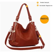 С бахромой сумка корейская мода одно плечо диагональная сумка коровья кожа роскошный дизайн прошитая женская сумка