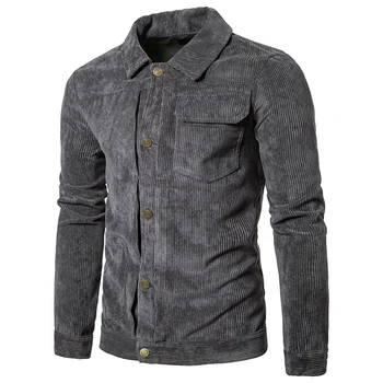 

HCXY brand jackets and coats for men 2020 new design style jacket male Simple corduroy stripe mens casual jacket
