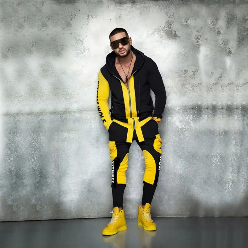 

Muscle Dr. Brothers Cross Border Europe And America Popular Brand Sports Leisure Suit Men Contrast Color Fitness Suit Hoodie Swe