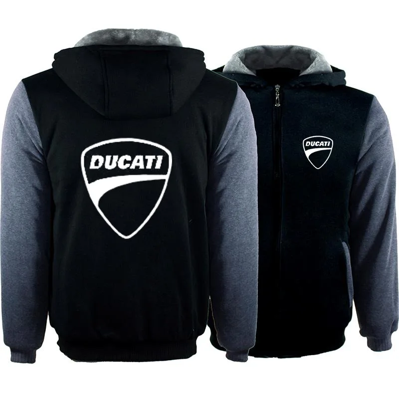 6 Зимняя Толстовка Ducati с принтом логотипа автомобиля плюс Вельветовая утепленная толстовка с капюшоном на молнии теплая Повседневная мужская хлопковая куртка Harajuku - Цвет: 6