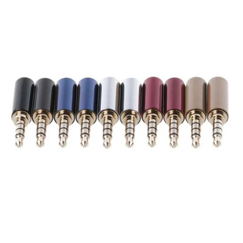 10pcs Copper Gold Plated Male Stereo Audio Jack Plug Solder Connector Replace