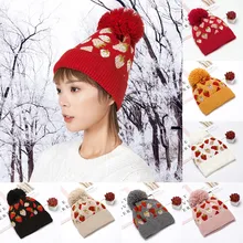 Модная Женская Зимний воротник плюс дикая Толстая теплая вязанная шапочка Женская теплая вязаная шляпа A1