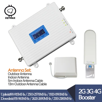 

ZQTMAX 2G 3G 4G repeater GSM 900 2100 2600 wcdma UMTS cell phone signal booster 4g lte network Amplifier antenna and cable