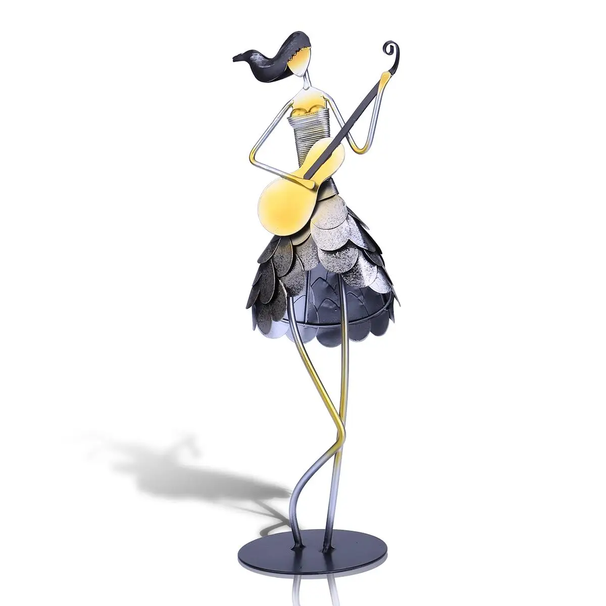 

Singing Girl Handmade Metal Sculpture Handicraft Home Decor Creative Ornament Music Instrument Gift