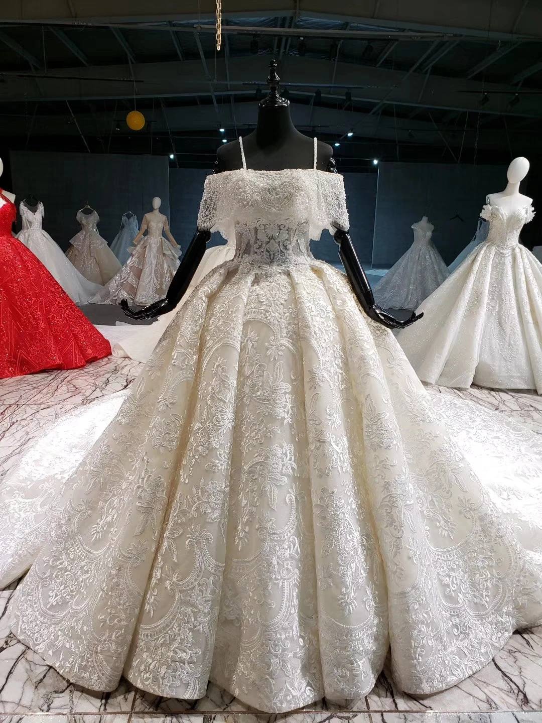 HTL916 кружевные свадебные платья с вуалью для невесты, специальное бальное платье с вырезом лодочкой и открытыми плечами, новинка, vestido de noiva размера плюс