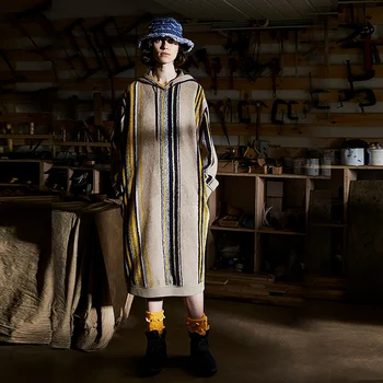 

AIGYPTOS original designer women's 2019 autumn and winter new woolen warm long literary temperament dress