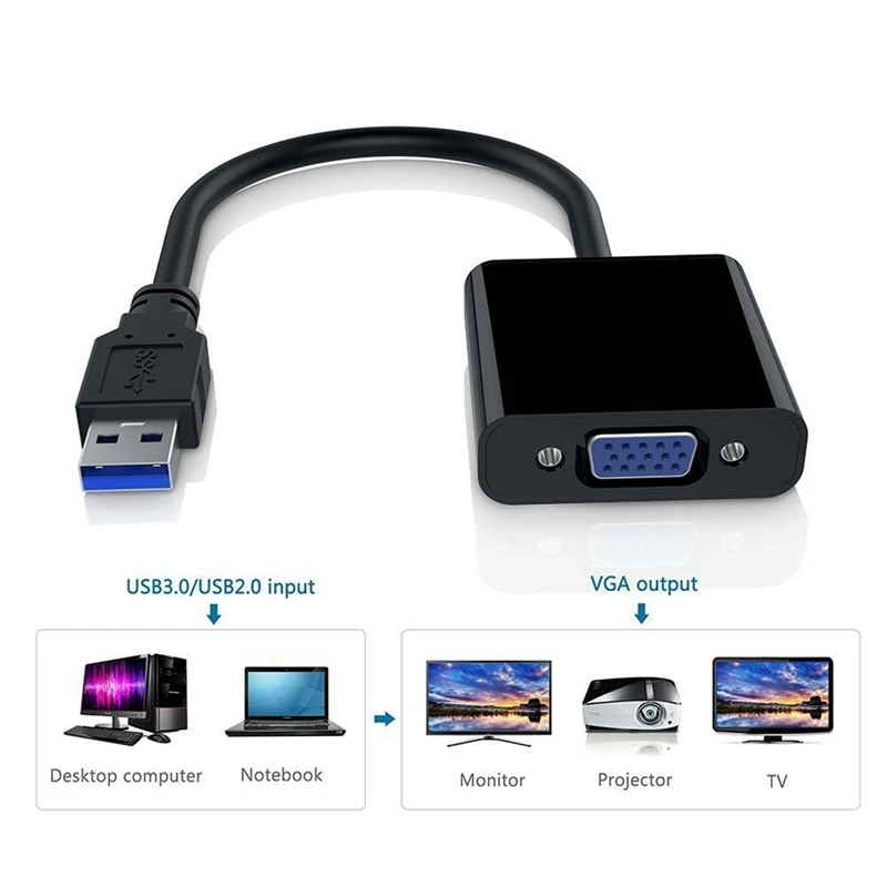 Премиум USB 3,0 к VGA адаптер конвертер, Full HD внешняя видеокарта мульти монитор адаптер USB к VGA адаптер конвертер Поддержка