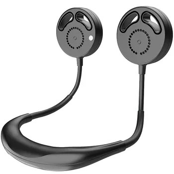 

Portable Leafless Fan USB Rechargeable Neckband Lazy Neck Hanging Style Dual Cooling Fan handheld Air Cooler Conditioner