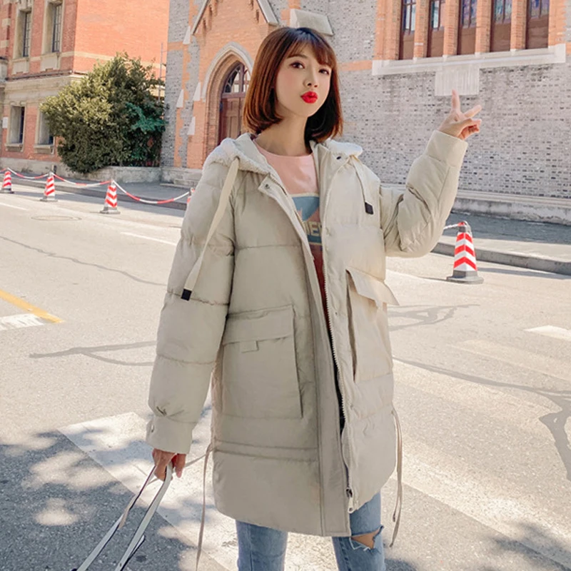 

Autumn And Winter New Women's Cotton Jacket Suit Long Paragraph Loose Hooded Coat