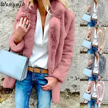 Wenyujh женские зимние Роскошные пальто из искусственного меха с длинным рукавом, теплая Толстая пушистая куртка, пальто, модная верхняя одежда для женщин