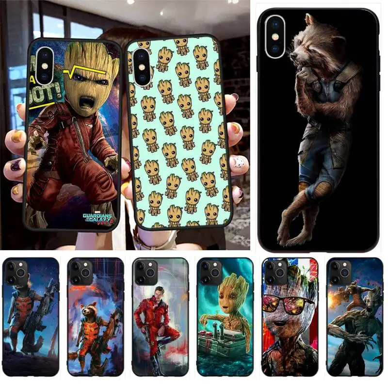 

Guardians of the Galaxy Groot Rocket Soft Silicone TPU Phone Cover for iPhone 11 pro XS MAX 8 7 6 6S Plus X 5S SE 2020 XR case