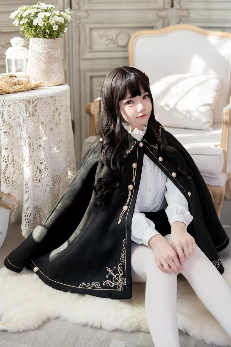 Harujuku Anime Girl Autumn/winter Jacket Cool Night Earl Handsome  Embroidered Dovetail Cape Thickened Coat Lolita Cloak Loli Top - Lolita  Collection - AliExpress