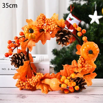 

1 Pcs Autumn Maple Leaf Artificial Christmas Halloween Home Door Decor Garland Wreath Photography Props