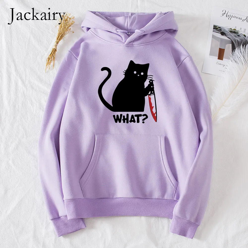 Jackairy/Зимние флисовые толстовки с капюшоном для женщин Толстовка принтом черного