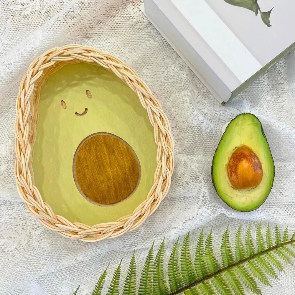 Милая корзина для хранения креативные декоративные подносы из ротанга с авокадо