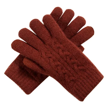 

Elastic Wrist Washable Solid Adult Double Thickness Autumn Winter Women Gloves Warm TouchScreen Outdoor Knitted Artificial Wool
