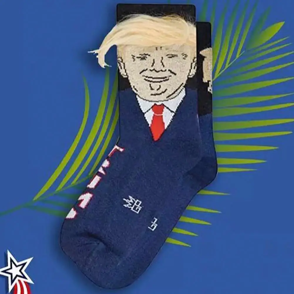 Дональд Трамп 3D искусственный мех толстые короткие носки унисекс для взрослых с принтом Повседневное нескользящих носочков Лидер продаж, носки в стиле хип-хоп носки для мужчин
