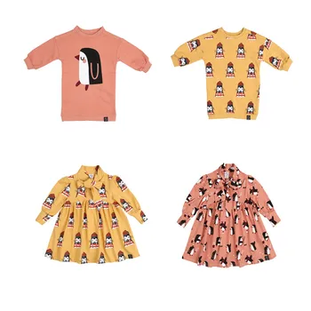 

2019 KUKUKID Kids Girl Long Sleeve Dresses Children Fashion Brand Animal Penguin Tutu Dress Lovely Winter Fleeced Dress For Baby