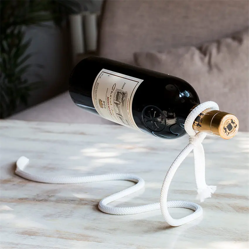 Оригинальное творчество цепь Винный Стеллаж волшебный 3D подвесной держатель бутылки алкоголя белая веревка держатель бутылки вина пластиковый для дома и кухни бар