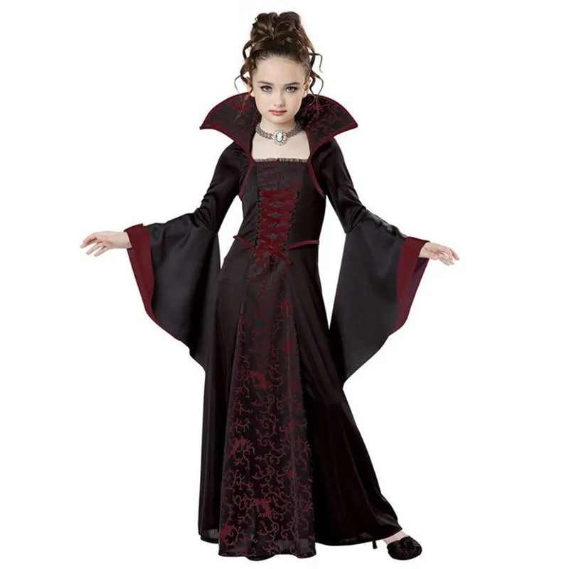 Вечерние костюмы на Хэллоуин с длинными рукавами для маленьких девочек; винтажное карнавальное платье в средневековом стиле для костюмированной вечеринки; карнавальные вечерние платья принцессы ведьмы