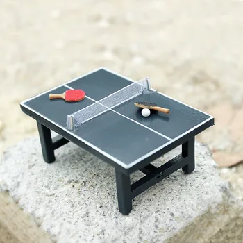 

Mini Table Tennis set Plastic Dollhouse Miniatures Furniture Sports Game Tennis Table Bat and Balls Full Set for Doll House Deco