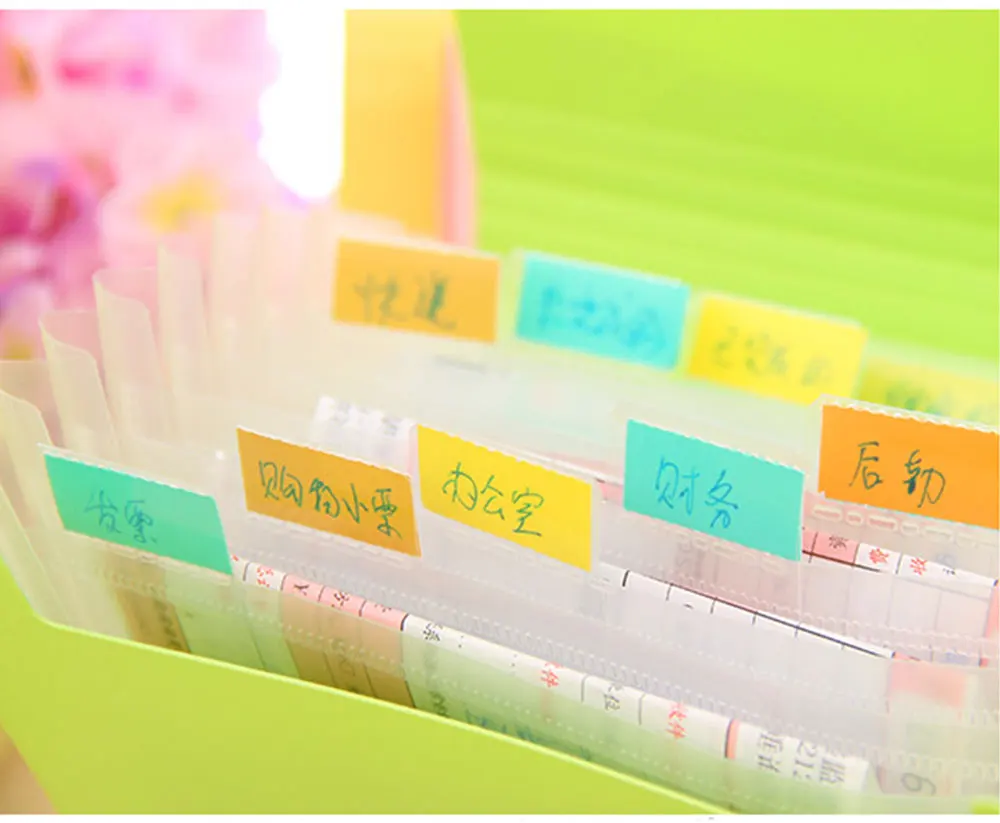 LHX Plastic Candy Color File Folder Small Document Bags Expanding Wallet Bill Folders HP1657 ii