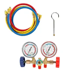 Kit de jauge de collecteur réfrigérant, outils de climatisation avec tuyau et crochet pour R12 R22 R404A R134A pour réfrigération 
