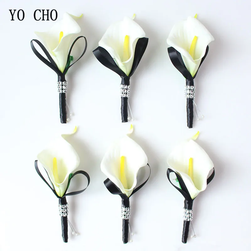 white black wedding boutonniere  (1)