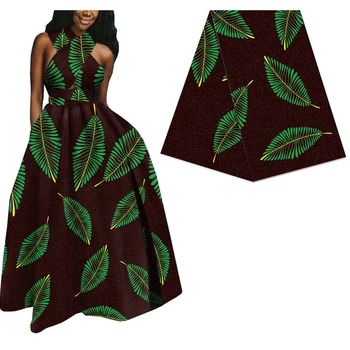 

Leaf Printed Ankara Veritable Wax Fabric For Party Dress 2020 New Design 100% Cotton African Nigerian Real Wax Fabric