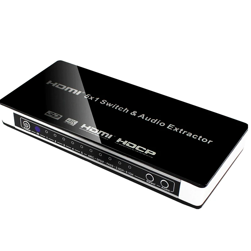 HDMI коммутатор 5x1 с аудио экстрактором 4K x 2K 3D ARC Аудио HDMI переключатель с пультом дистанционного управления для PS4 Apple tv HD tv, DVD, STB