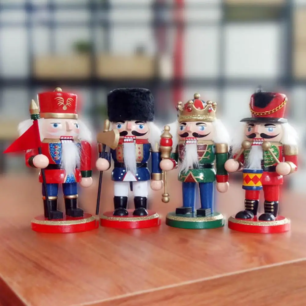 

4PCS/Set 15CM Vintage Handcraft Puppet Wooden Nutcracker Doll Soldier Home Party Decoration Ornaments Christmas Gifts