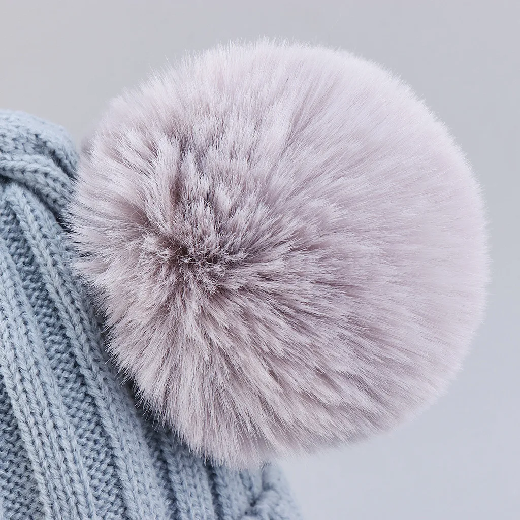 Зимняя теплая шапка, Детская шерсть для вязания, шапка, сохраняющая тепло, зимняя шапка с меховым помпоном, аксессуары для малышей